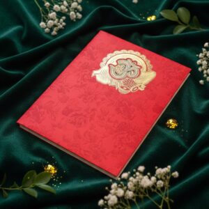 Vibrant Deep Red Wedding Invitation Card
