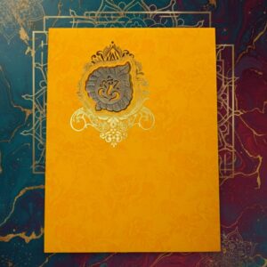 A Magnificent, Deep Saffron Orange Wedding Invitation Card